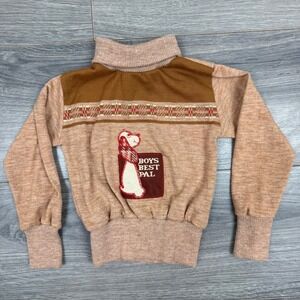 Vintage 70s Health-tex Toddler Sweater 4T Dog Graphic Boy's Best Pal Made in USA